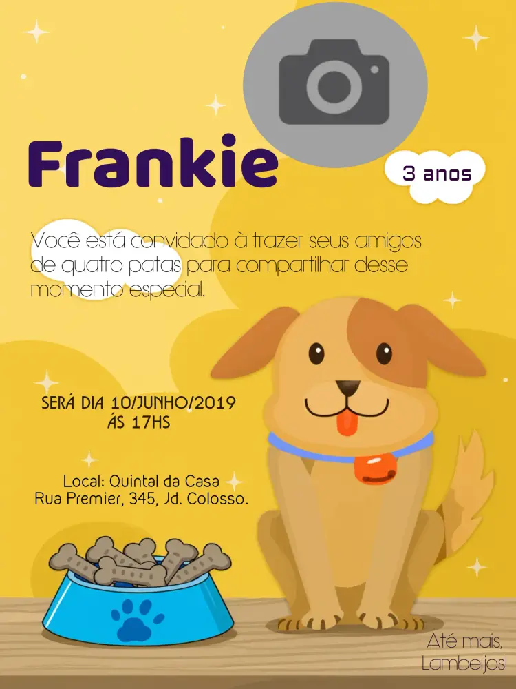 Convite De Cachorro Com Foto Doguinho