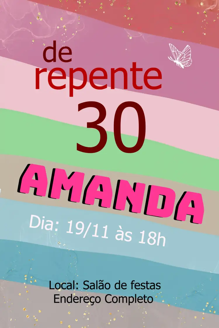 Convite De Repente 30 Vermelho – tema Chá de Panela vermelho vibrante, moderno, elegante, festivo, alegre