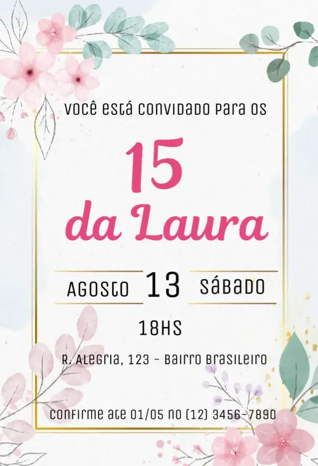 Convite Debutante 15 anos floral