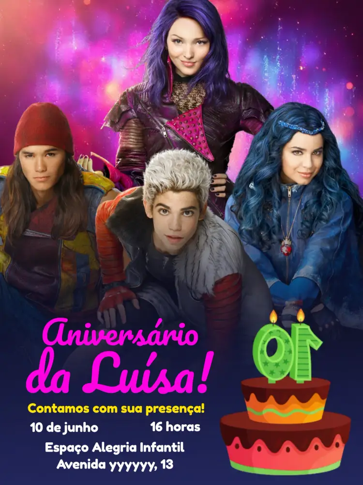 Convite Descendentes Bolo
