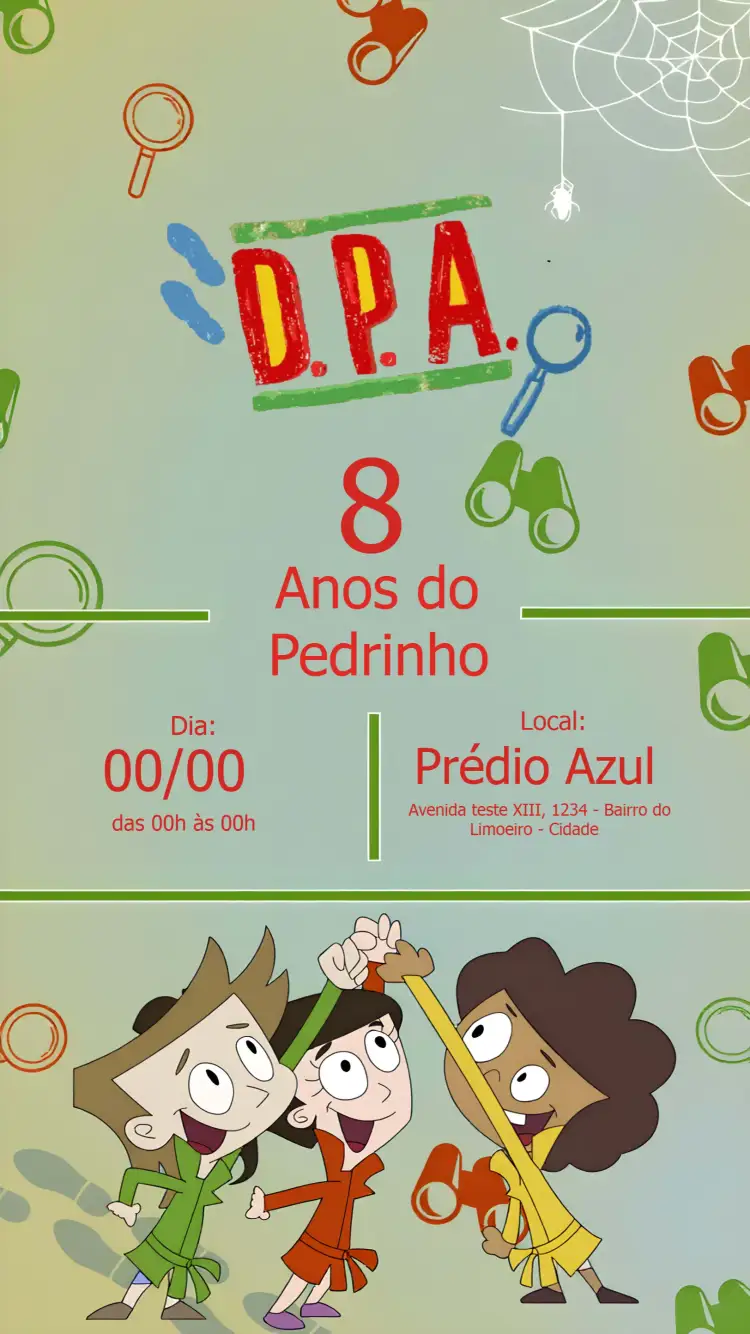Convite Detetives Do Prédio Azul Dpa – tema Mais pesquisados colorido, divertido, infantil, aventura, misterioso
