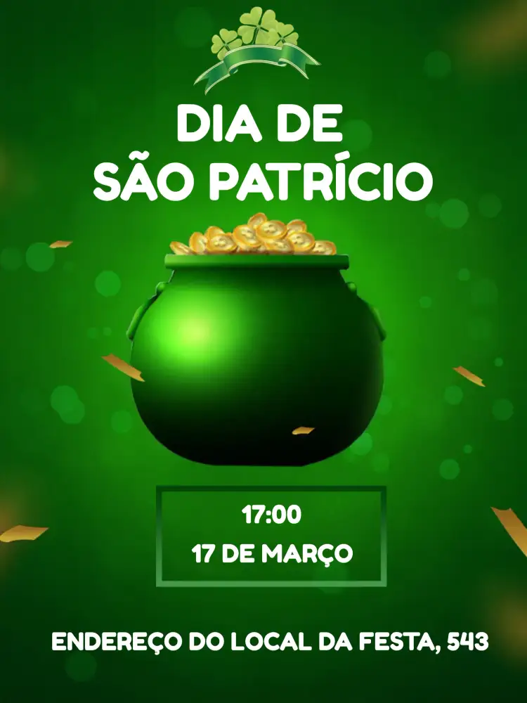 Convite Dia De São Patrício Day – tema Datas Comemorativas verde, irlandês, celebração, festivo, tradicional