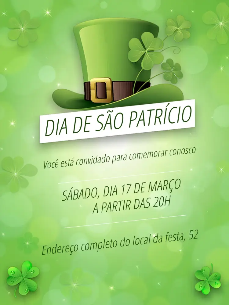 Convite Dia De São Patrício Patrick's