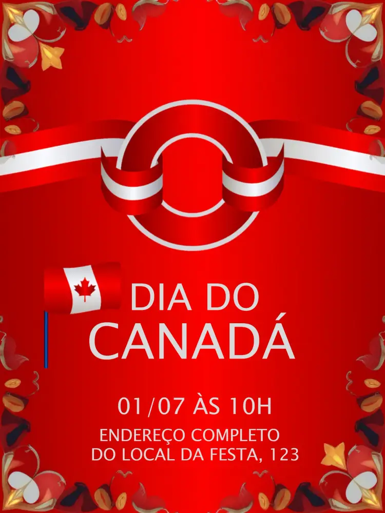 Convite Dia Do Canadá Canadense