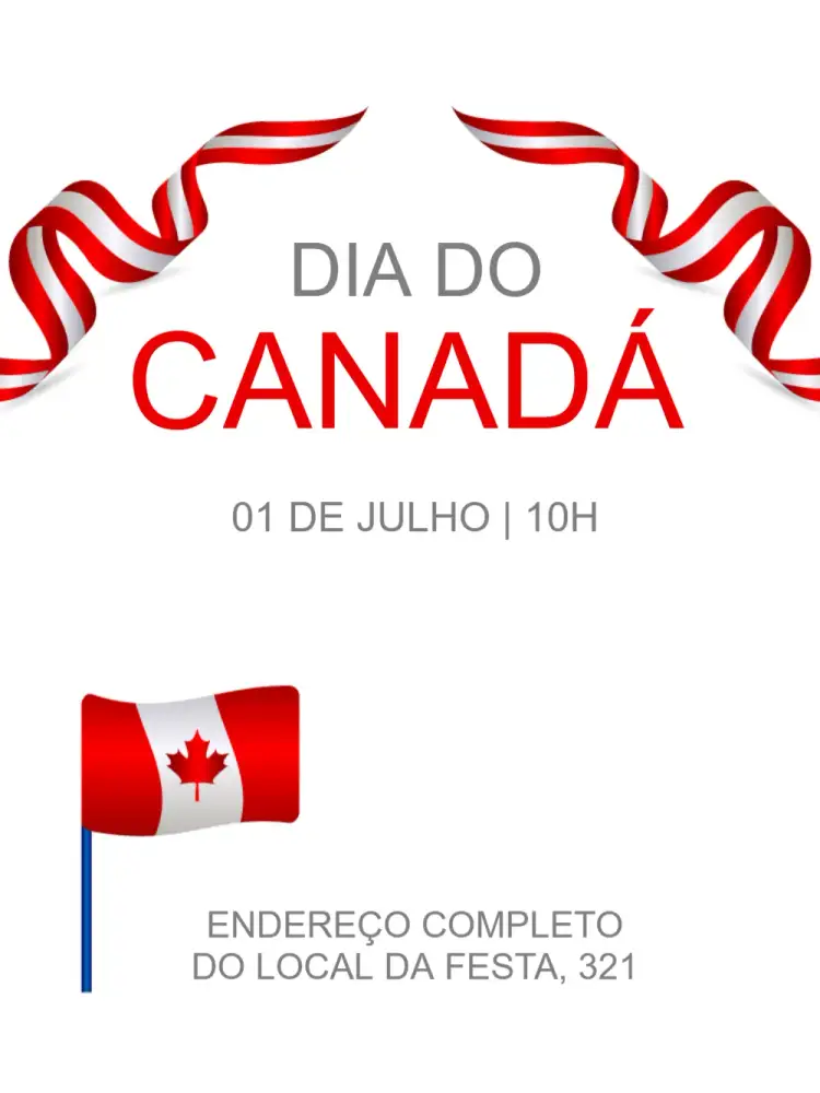 Convite Dia Do Canadá Festival – tema Datas Comemorativas vibrante, canadense, moderno, colorido, festivo