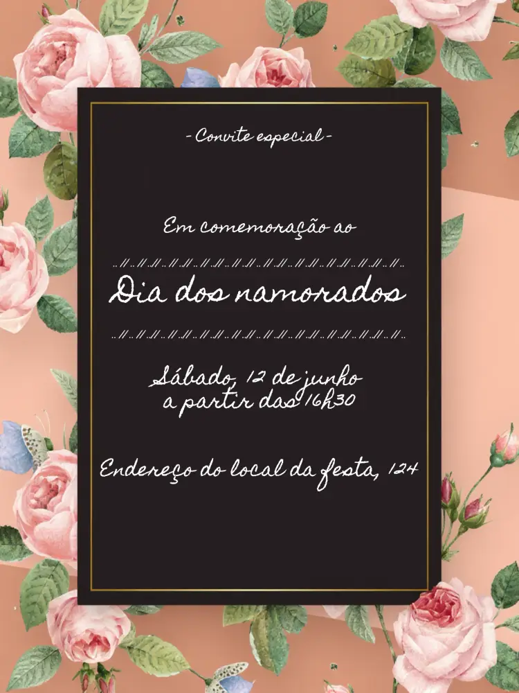 Convite Dia Dos Namorados Floral Rosa