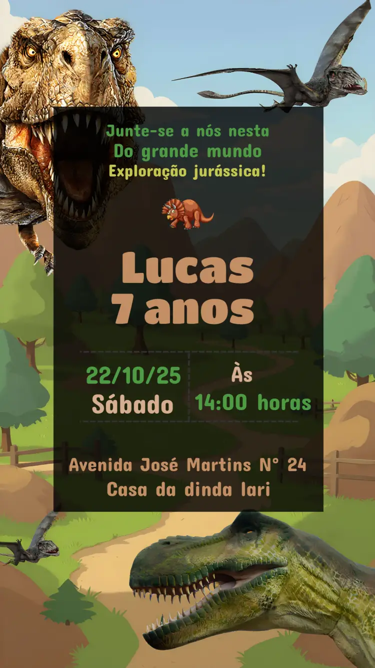 Convite Dinossauro Preto