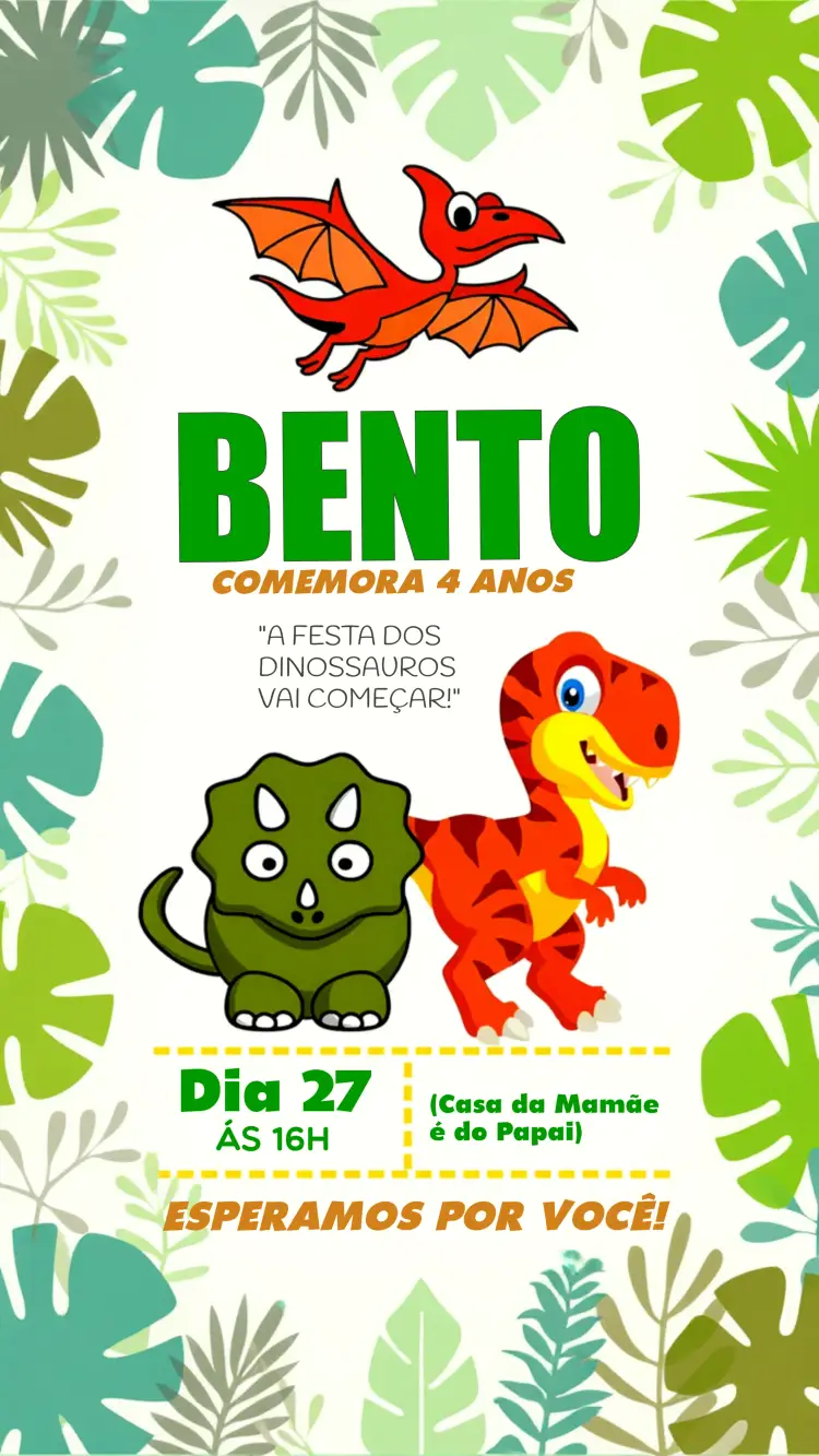 Convite Dinossauro Verde