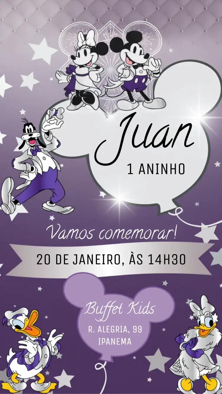 Convite Disney 100 Anos Mouse