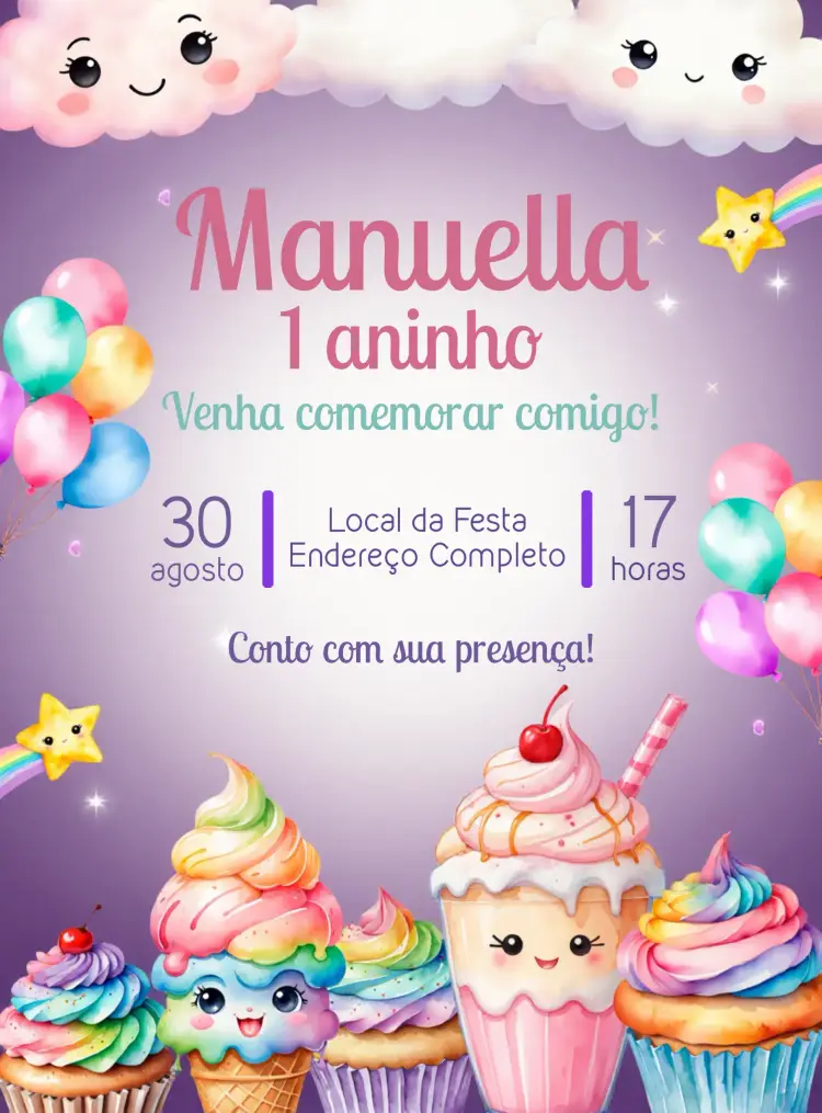 Convite Doces Bolo