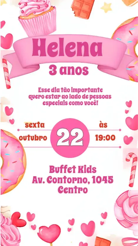 Convite Doces Candy