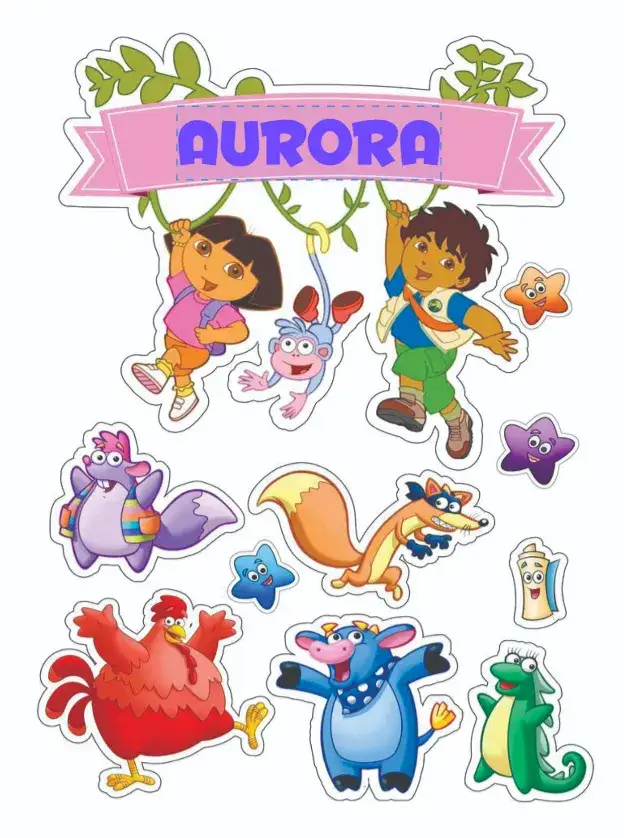 Convite Dora Aventureira – tema Topo de bolo colorido, aventura, infantil, natureza, divertido