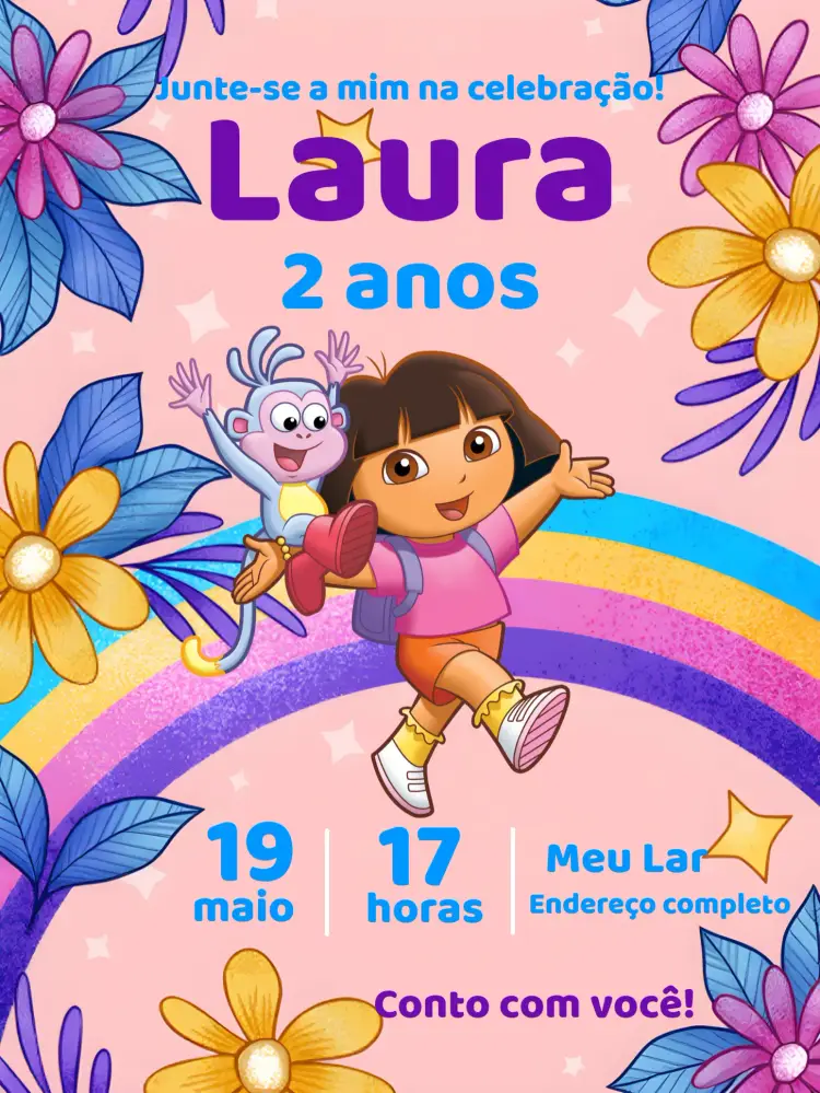 Convite Dora Aventureira Barato