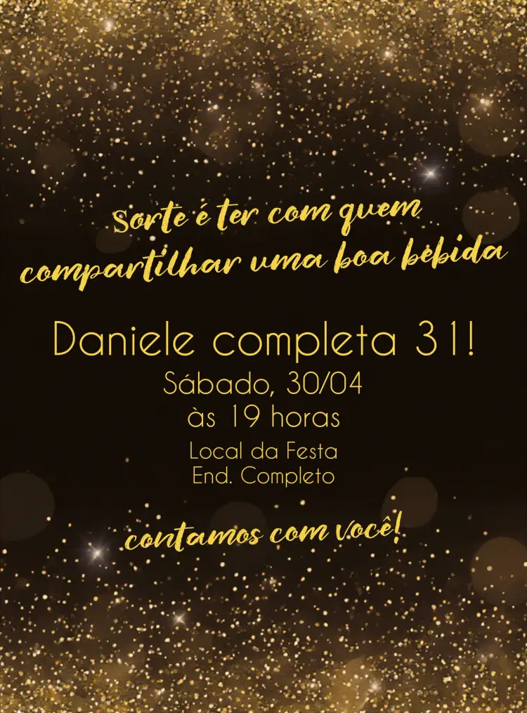 Convite Dourado Adulto