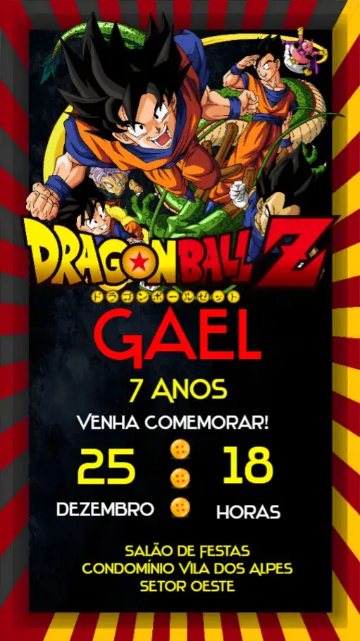 Convite Dragon Ball Z