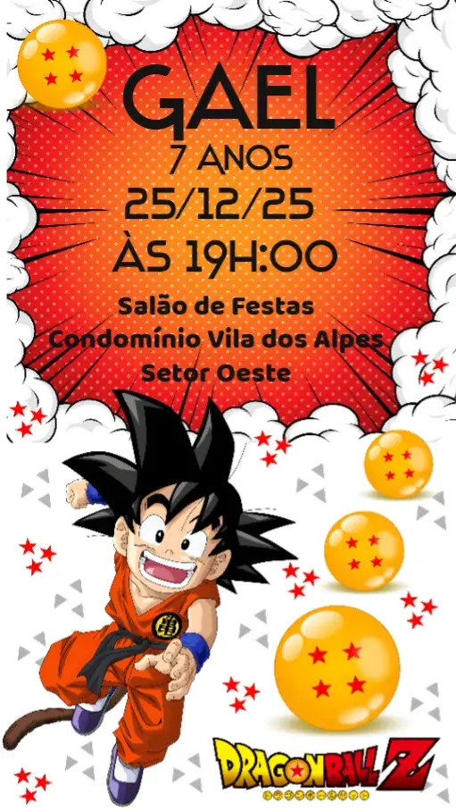 Convite Dragon Ball Z