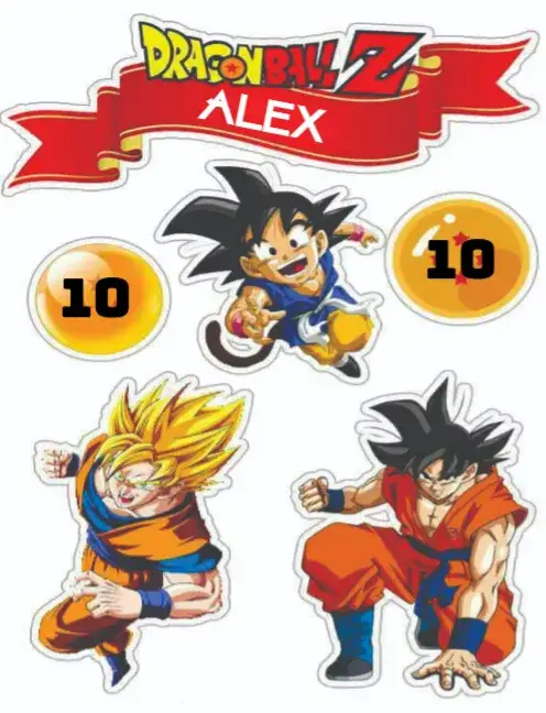 Convite Dragon Ball Z – tema Topo de bolo colorido, temático, anime, divertido, aventura