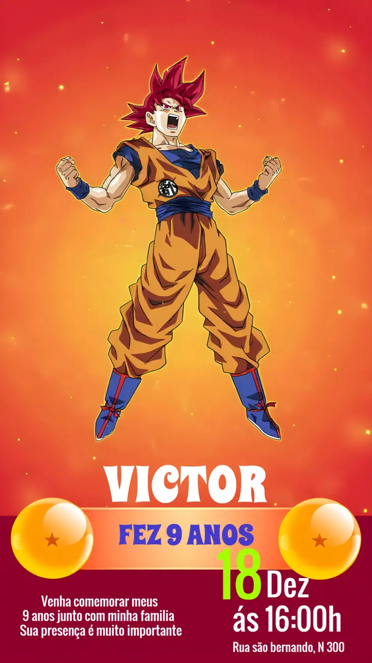 Convite Dragon Ball Z Digital