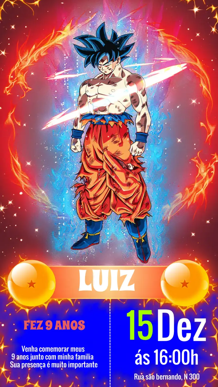 Convite Dragon Ball Z Goku
