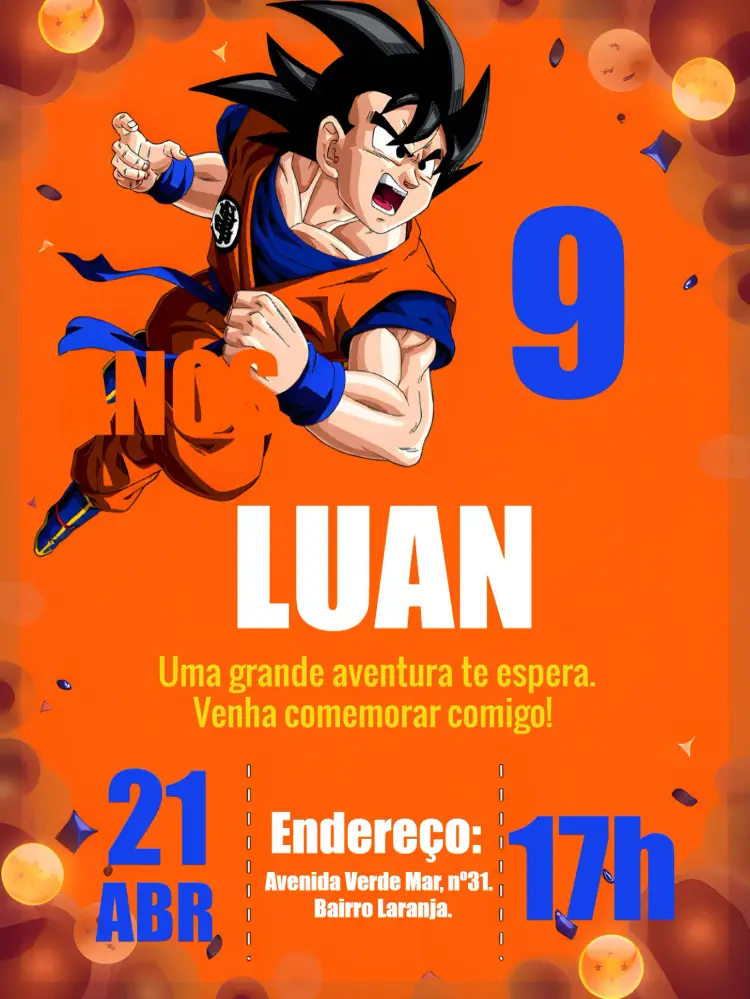 Convite Dragon Ball Z Goku Vegeta