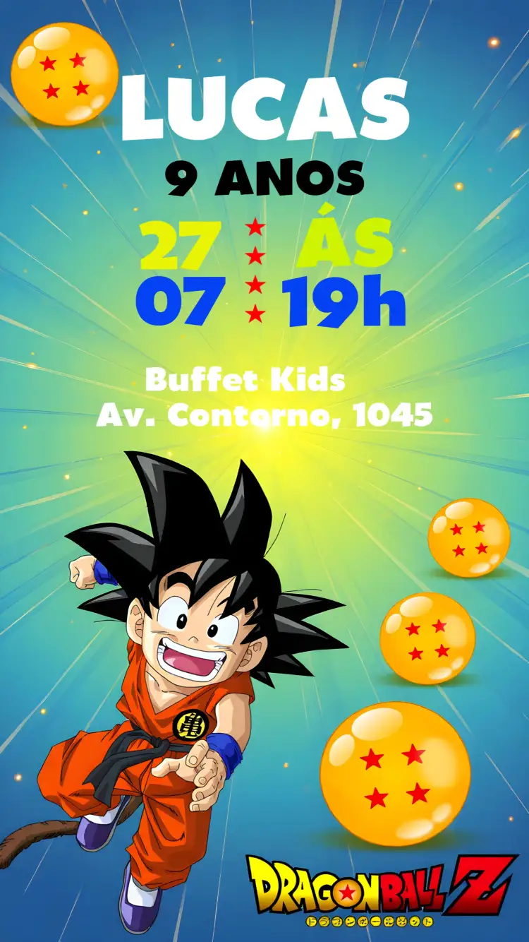 Convite Dragon Ball Z Logo – tema Mais pesquisados colorido, anime, jovial, moderno, temático, vibrante