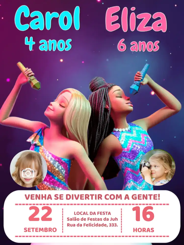 Duplo Barbies Com Foto Rosa