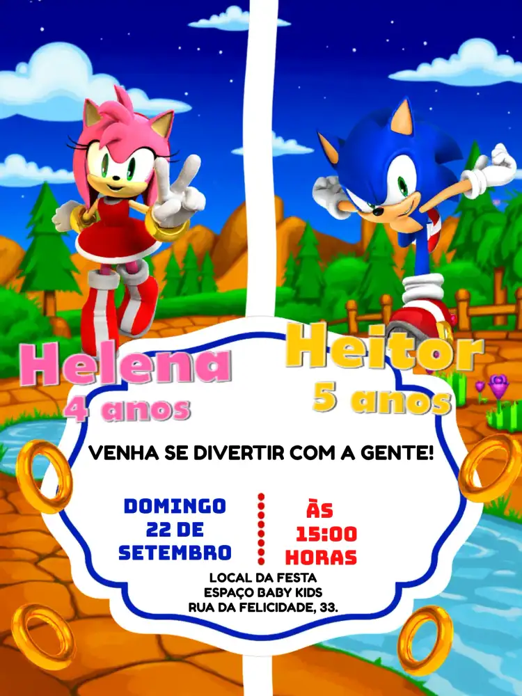 Duplo Sonic E Amy Rosa Gamer