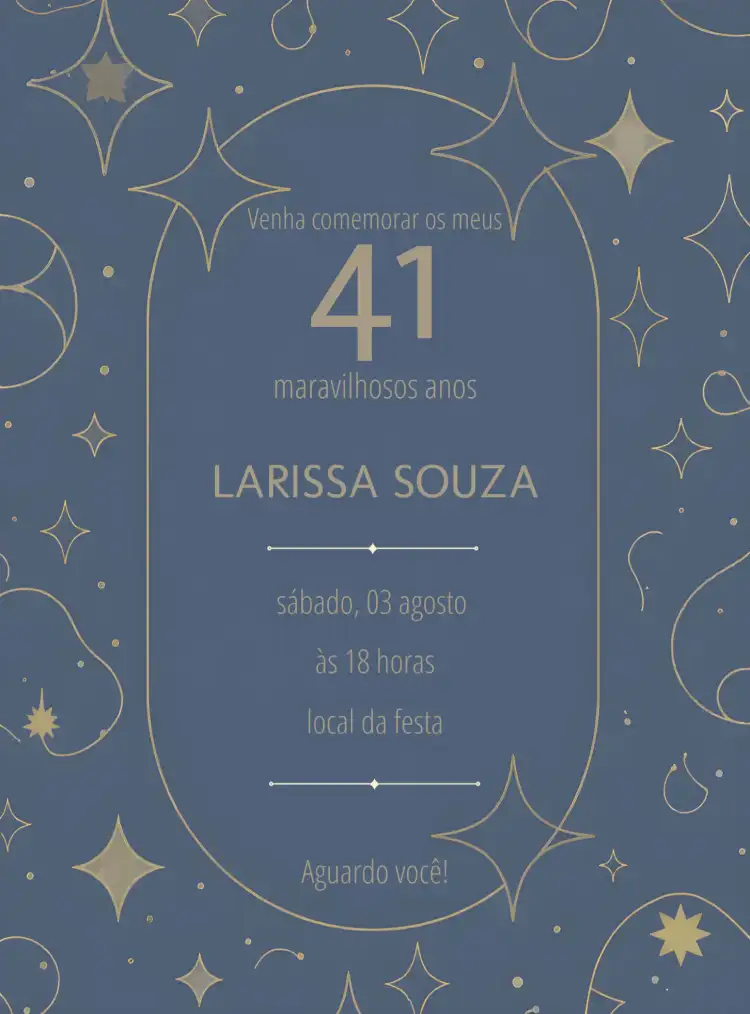 Elegante Azul E Dourado Adulto