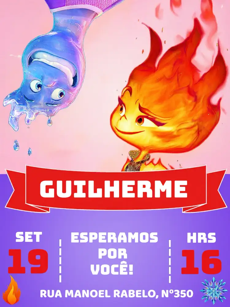 Convite Elementos Tema – tema Datas Comemorativas moderno, colorido, temático, divertido, infantil