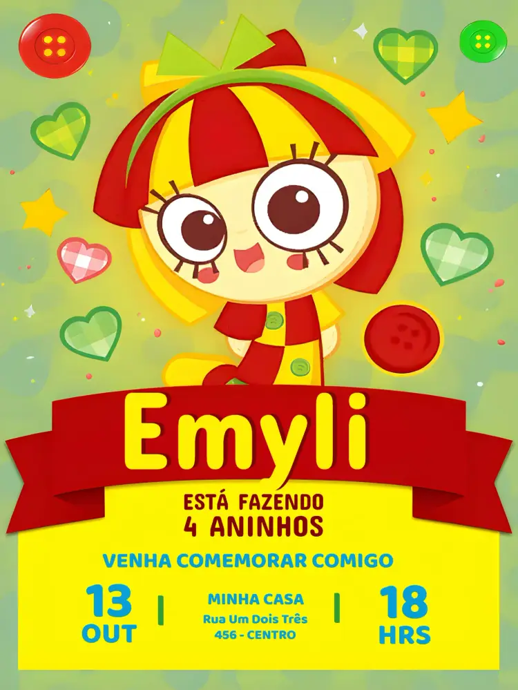 Convite Emília Sítio Do Pica Pau Amarelo Foto