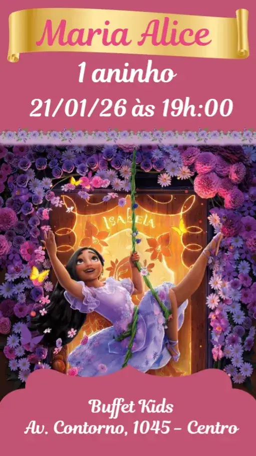 Convite Encanto – tema Aniversário Infantil colorido, lúdico, mágico, infantil, divertido, temático