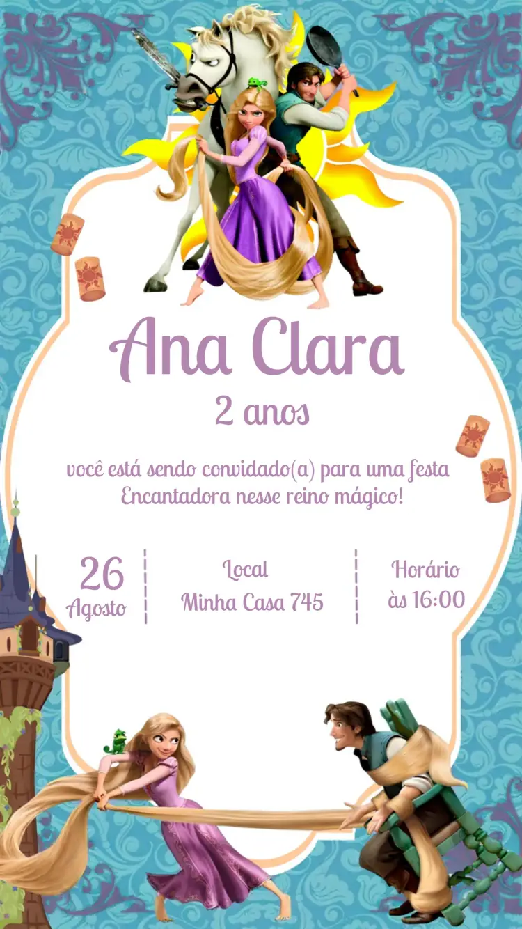 Convite Enrolados Rapunzel