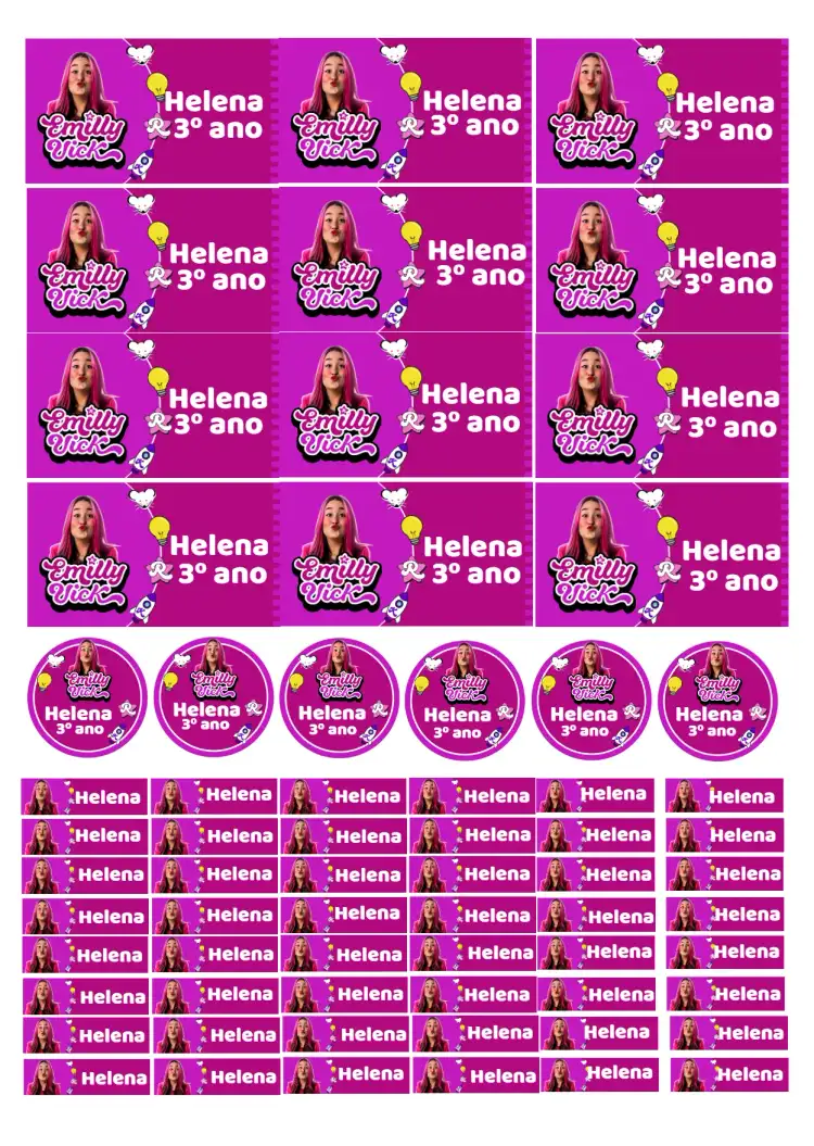 Etiqueta Escolar Emilly Vick Menina