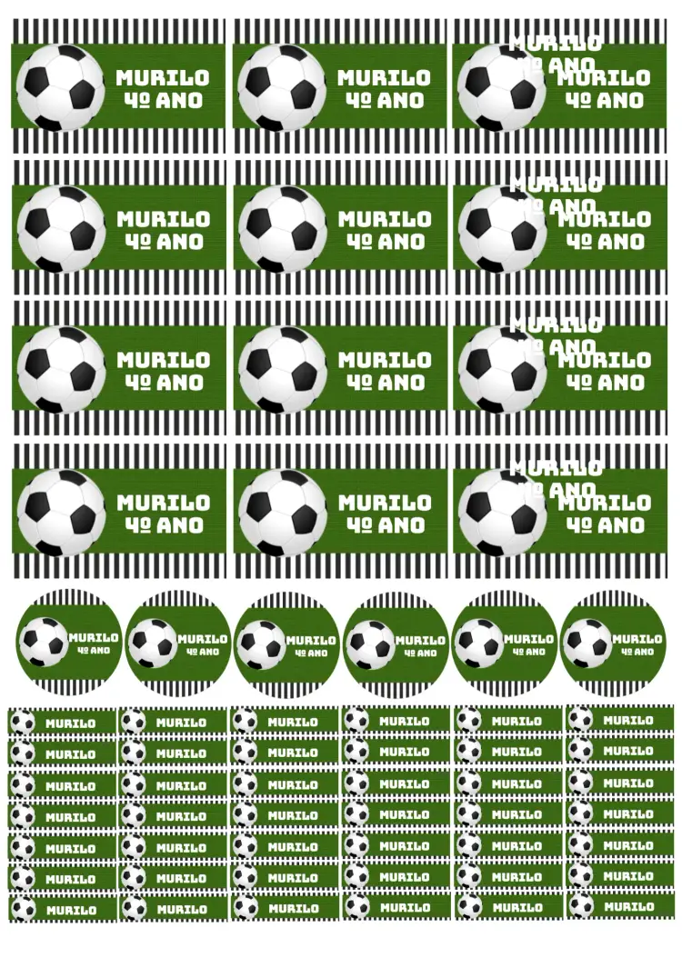 Convite Etiqueta Escolar Futebol Time