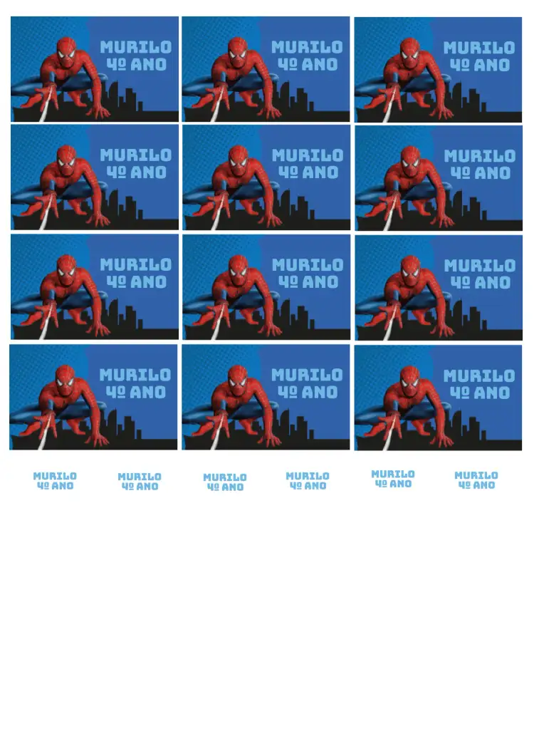 Convite Etiqueta Escolar Homem Aranha Azul – tema Mais pesquisados super-heróis, colorido, divertido, infantil, moderno
