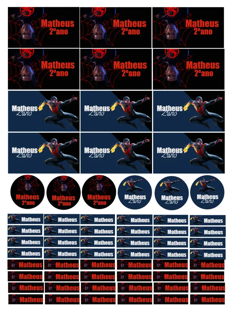 Convite Etiqueta Escolar Homem Aranha No Aranhaverso Miles Morales Rotulo