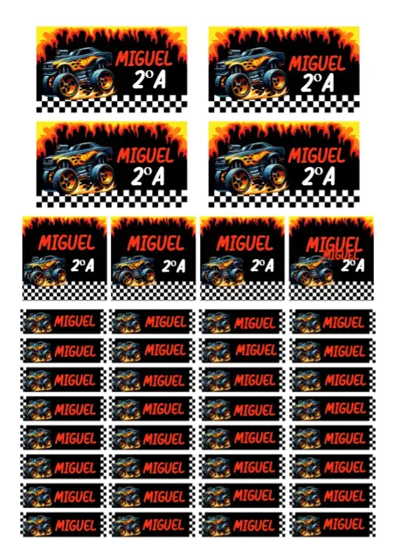 Convite Etiqueta escolar Hot Wheels