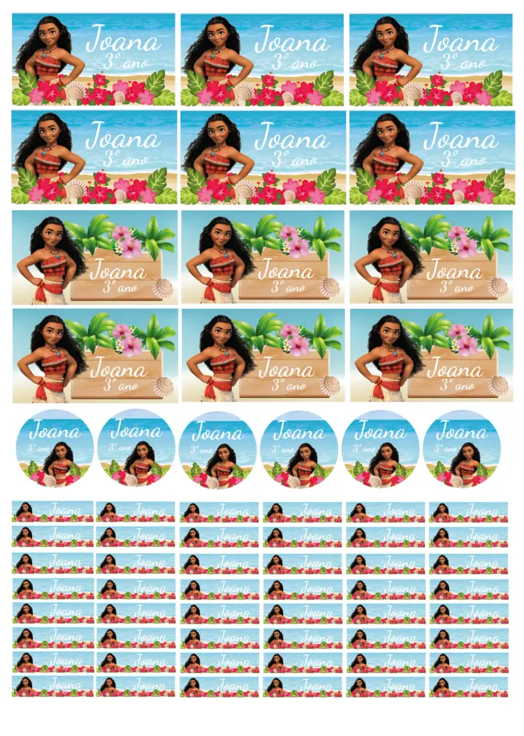 Convite Etiqueta Escolar Moana Lembrancinha