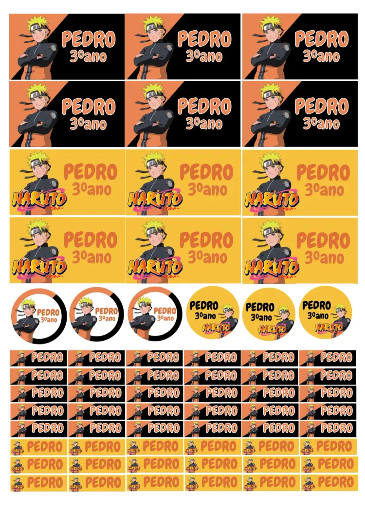 Convite Etiqueta Escolar Naruto Adesivo