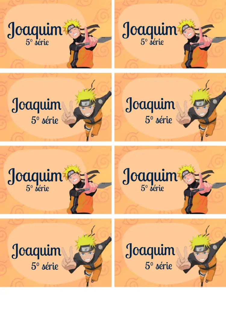 Convite Etiqueta Escolar Naruto Da