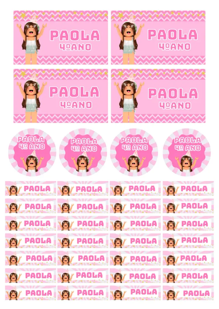 Convite Etiqueta escolar Roblox Rosa