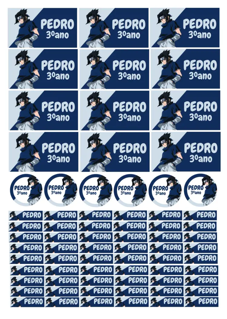 Convite Etiqueta Escolar Sasuke Tag