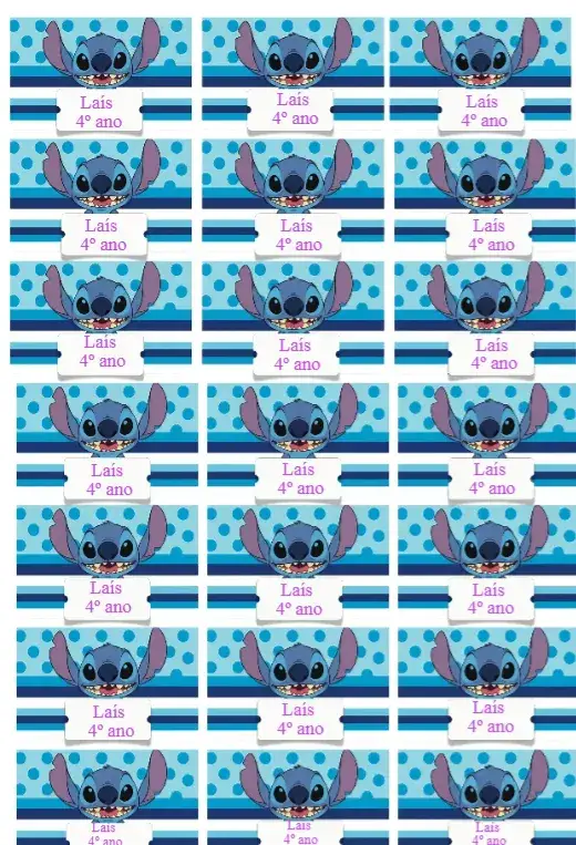 Convite Etiqueta escolar Stitch – tema Mais pesquisados colorido, divertido, infantil, animado, moderno