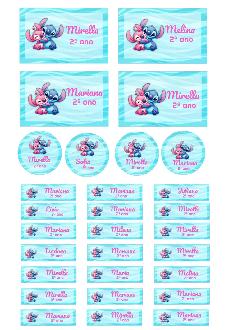 Etiqueta Escolar Stitch Menina