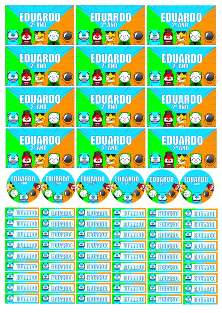 Convite Etiqueta Escolar Turma Do Problems Adesivo – tema Aniversário Infantil colorido, divertido, temático, infantil, Minecraft, jogos