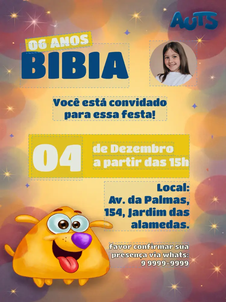 Convite Eu Sou Auts Com Foto Cachorro