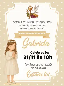 Eucaristia Primeira Comunhão Menina Coroinha