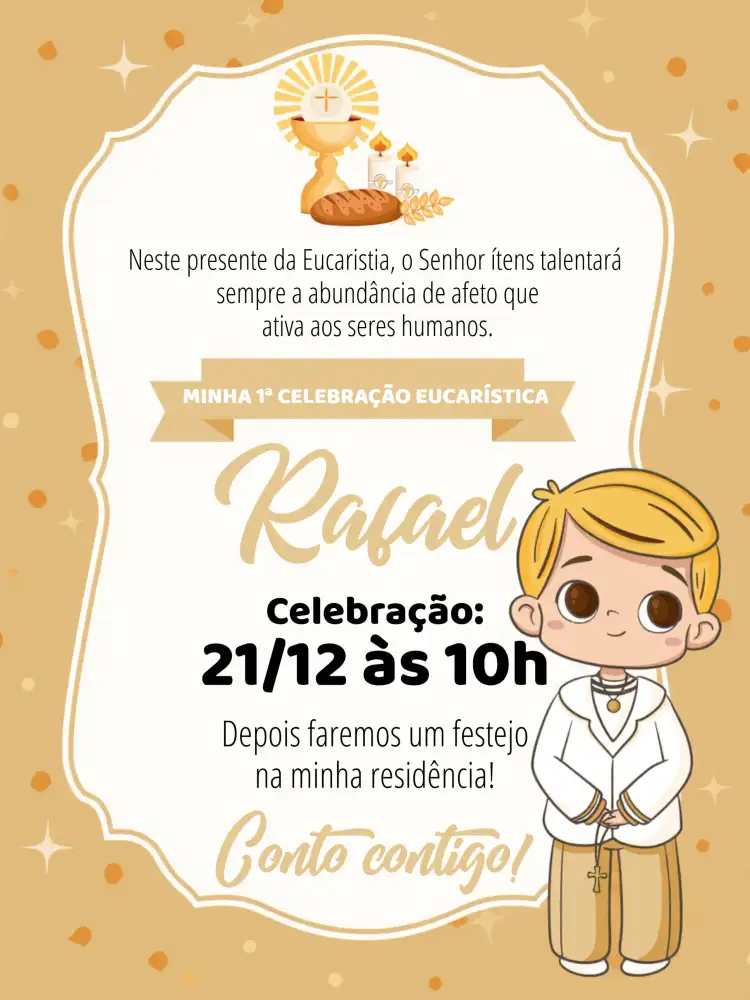 Eucaristia - Primeira Comunhão Menino Coroinha