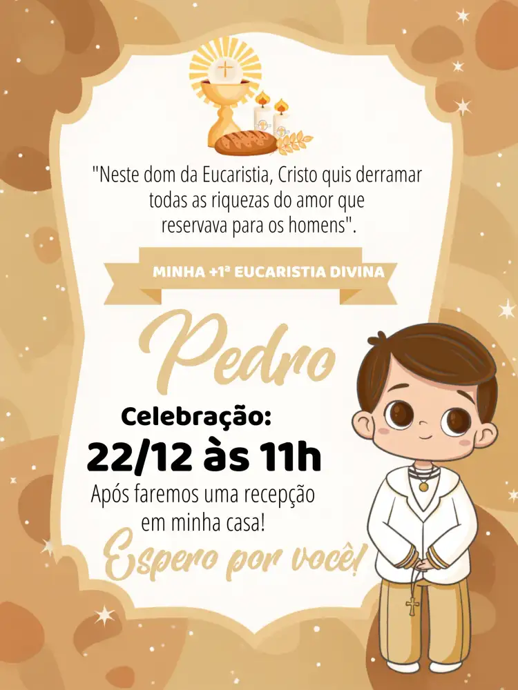 Eucaristia Primeira Comunhão Menino Igreja
