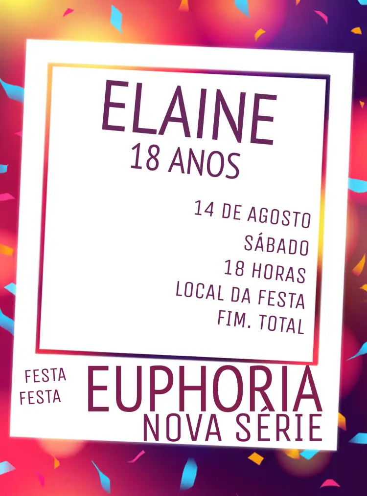 Convite Euphoria Digital – tema Aniversário moderno, elegante, roxo e branco, minimalista, festa adulta